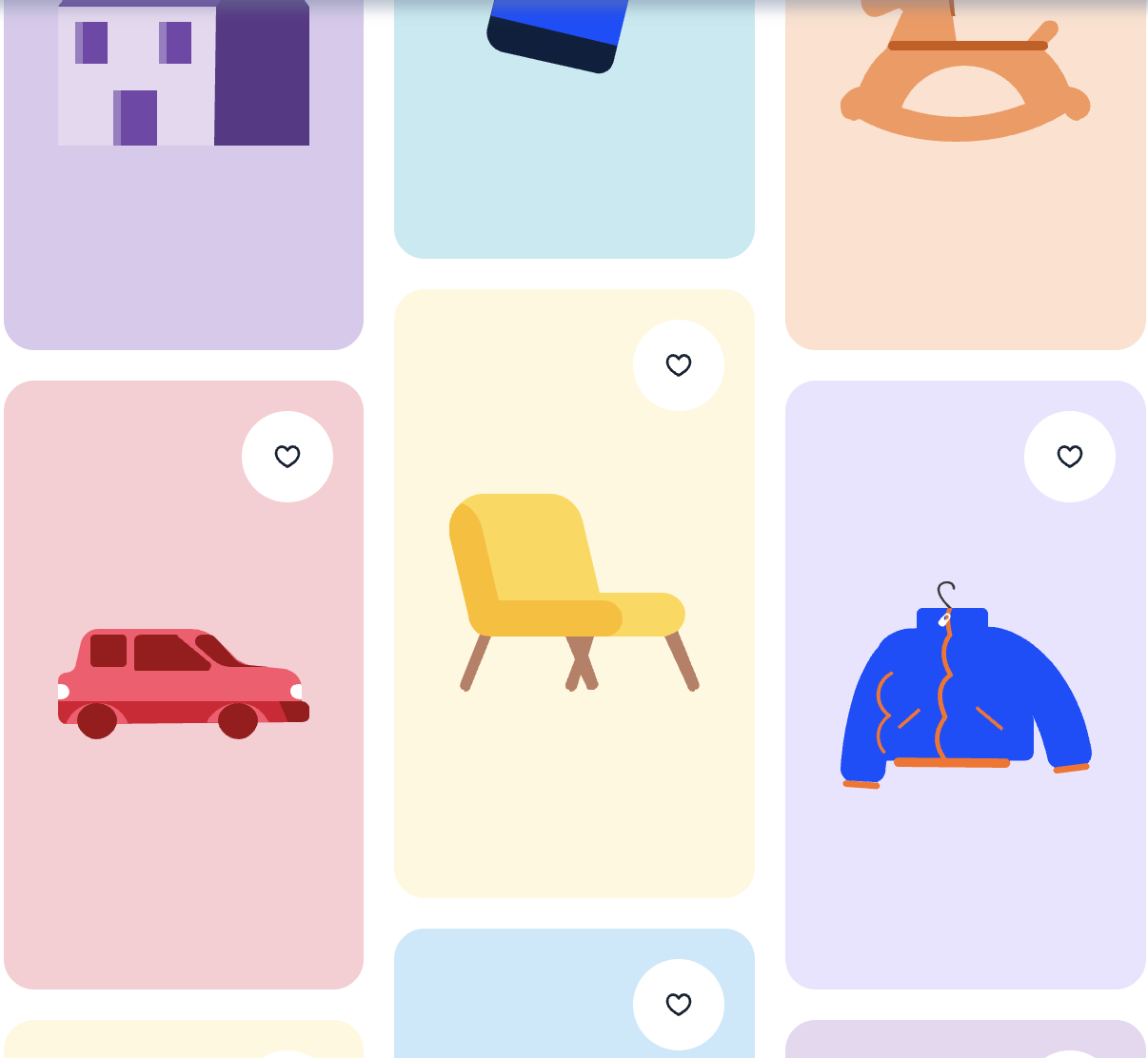 car chair book etc.